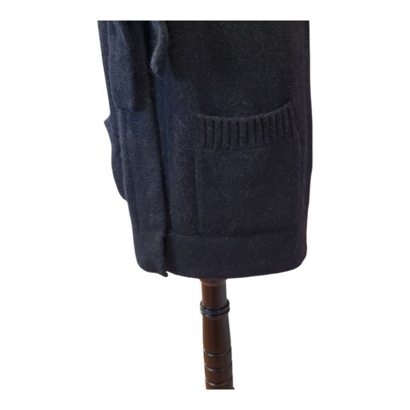 VINCE SZ M Wool Cashmere Alpaca Blend Long Cardigan Mock Neck Sweater in Black - Picture 4 of 8